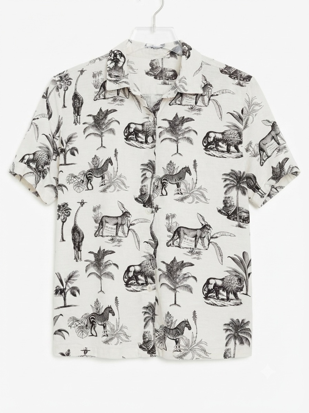 Safari Core Jane + Delancey Linen Blend Animal Print SS button Down Avant Garde